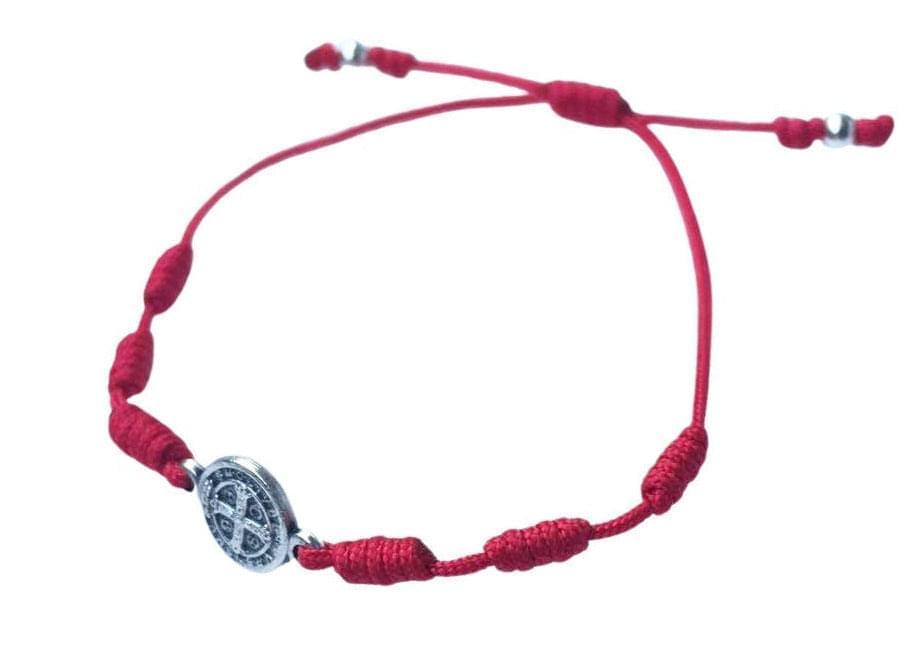 Catholic Saint Benedict Bracelet Rosary Handmade Red Knot String