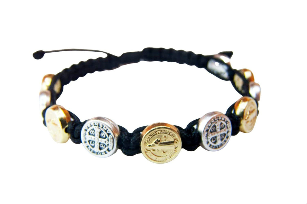 Saint Benedict bracelet with gold and silver color medals - Catholic Wholesale