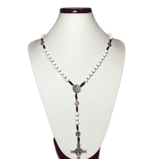Saint Benedict rosary with hand-shaped stone beads ZZ18