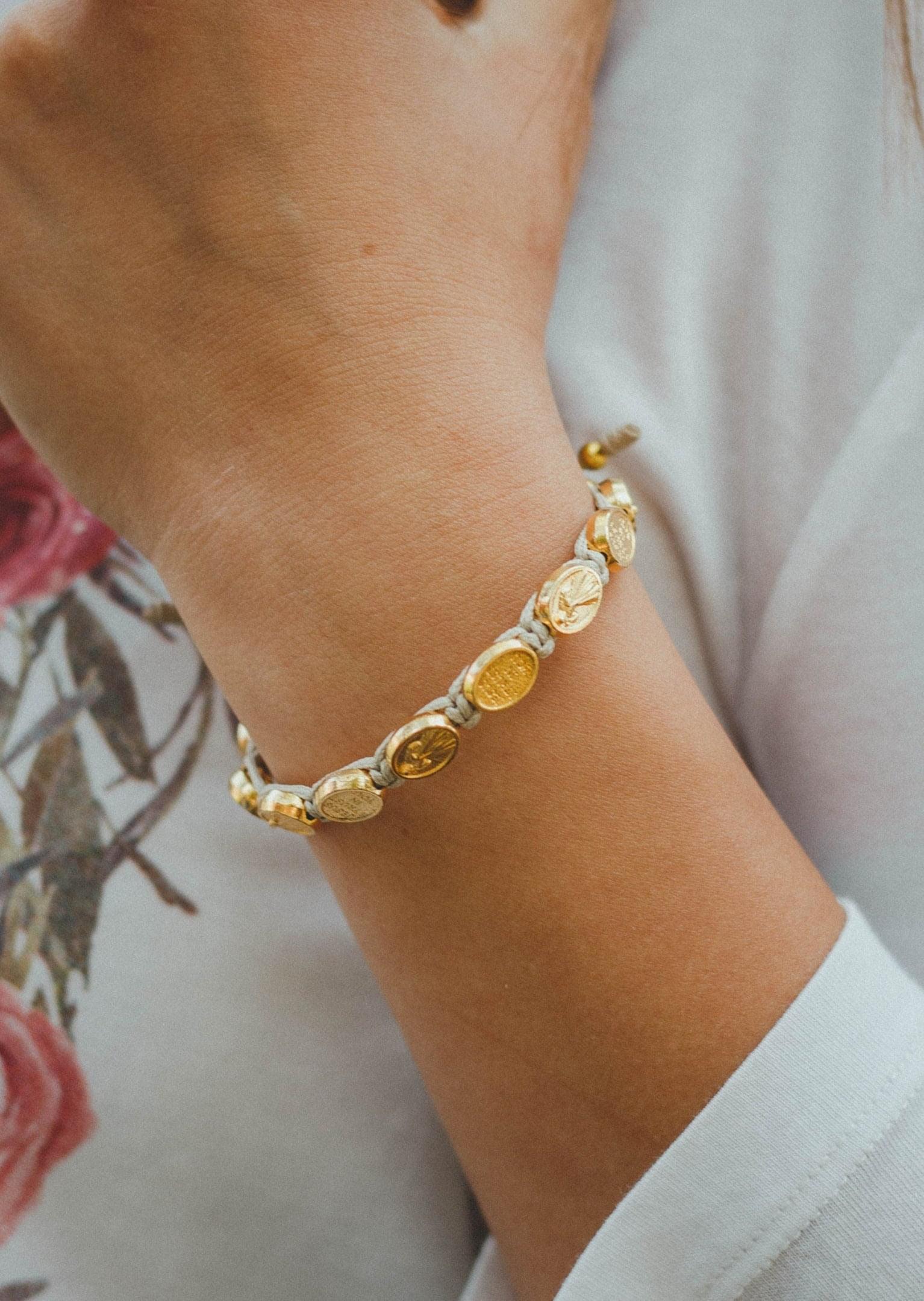 Divine Mercy Catholic bracelet gold-colored medals - Catholic Wholesale