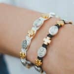 Archangel Michael Catholic bracelet with gold color cross - Catholic Wholesale