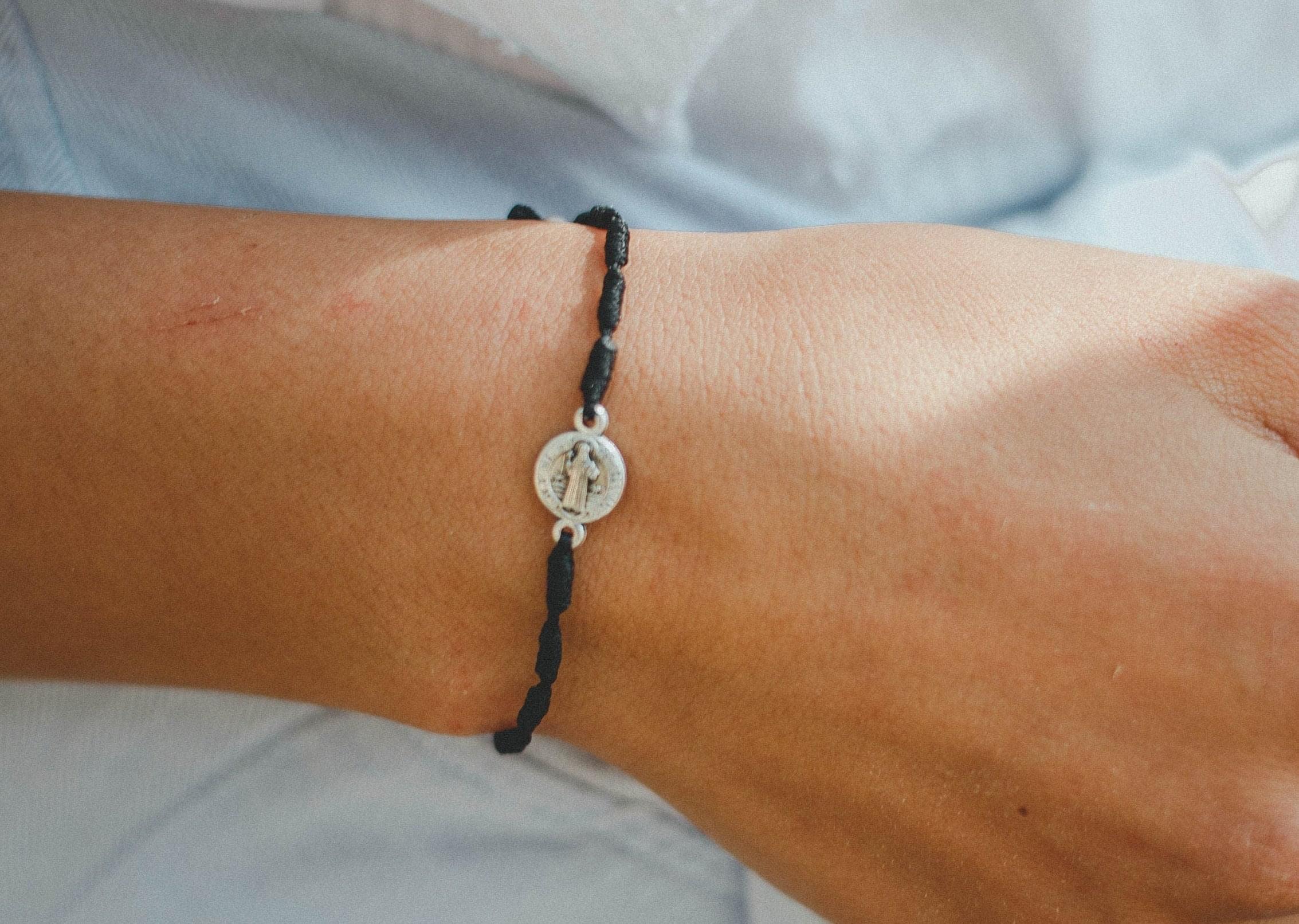 Benedictine medal Catholic bracelet with handwoven knots - Catholic Wholesale