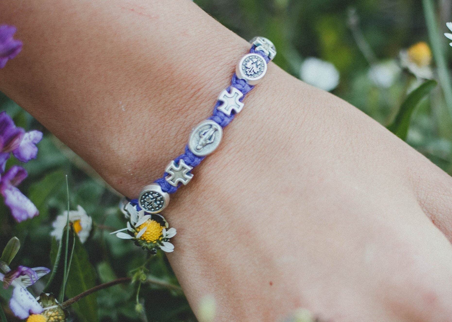 Miraculous medal Catholic bracelet with crosses - Catholic Wholesale