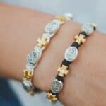 Archangel Michael Catholic bracelet with gold color cross - Catholic Wholesale