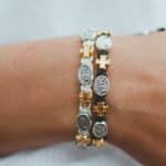 Archangel Michael Catholic bracelet with gold color cross - Catholic Wholesale