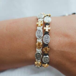 Archangel Michael Catholic bracelet with gold color cross - Catholic Wholesale