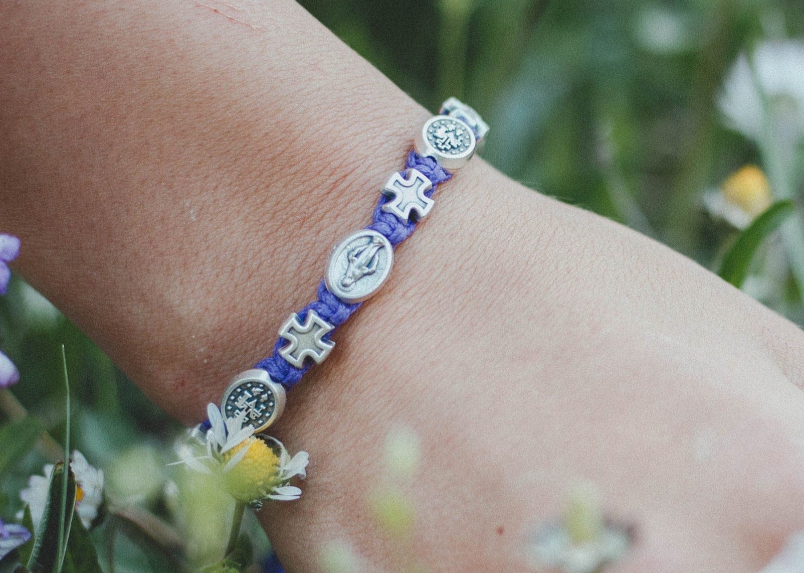 Miraculous medal Catholic bracelet with crosses - Catholic Wholesale