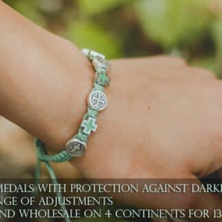 Saint Benedict medal bracelet with green crosses - Catholic Wholesale