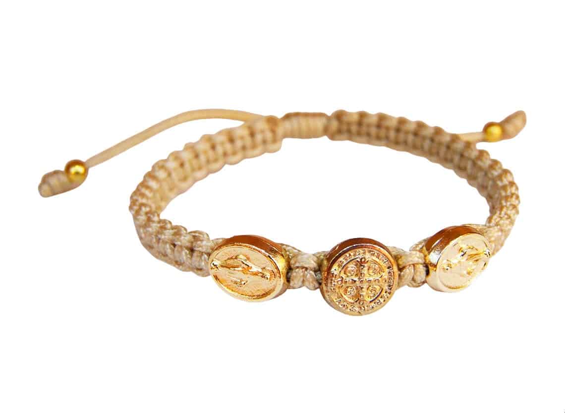 St Benedict bracelet for kids alternating MIracuous medals - Catholic Wholesale