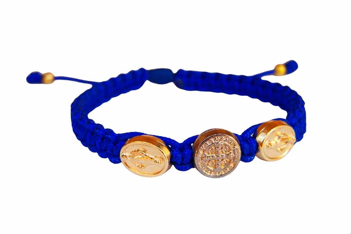 St Benedict bracelet for kids alternating MIracuous medals - Catholic Wholesale