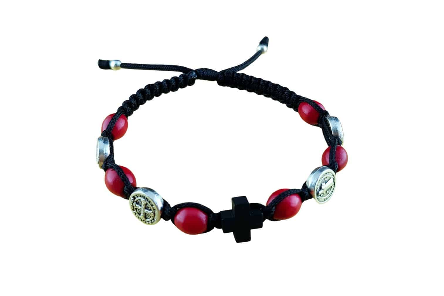 Saint Benedict Catholic bracelet with wood beads - Catholic Wholesale