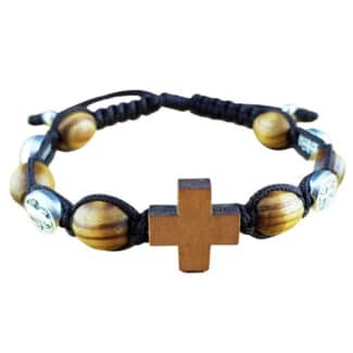 Saint Benedict bracelet with olive tree beads - Catholic Wholesale