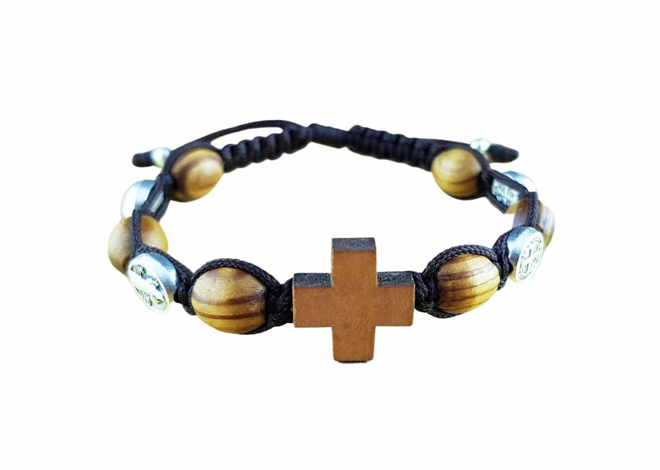 Saint Benedict bracelet with olive tree beads - Catholic Wholesale