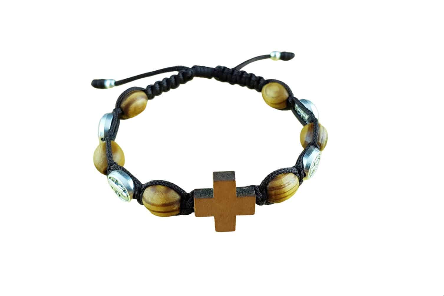Saint Benedict bracelet with olive tree beads - Catholic Wholesale