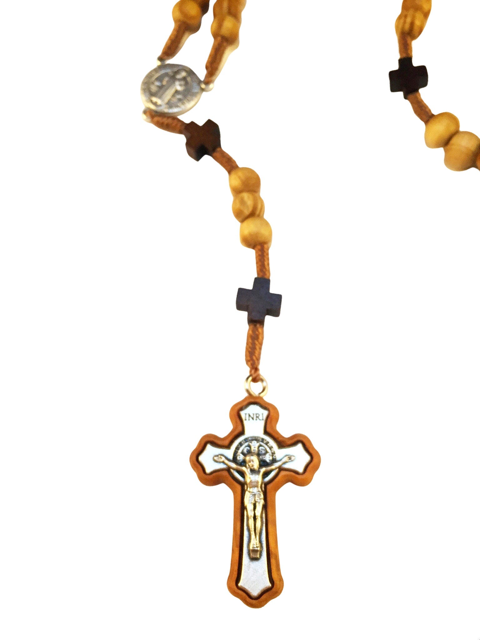 Saint Benedict olive wood rosary - Catholic Wholesale