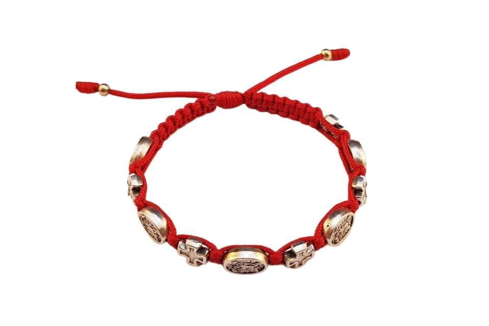 Archangel Michael medal bracelet with silver tone crosses - Catholic Wholesale