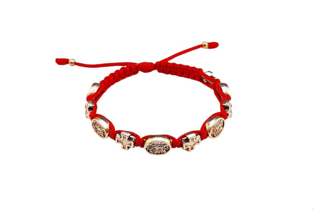 Archangel Michael medal bracelet with silver tone crosses - Catholic Wholesale