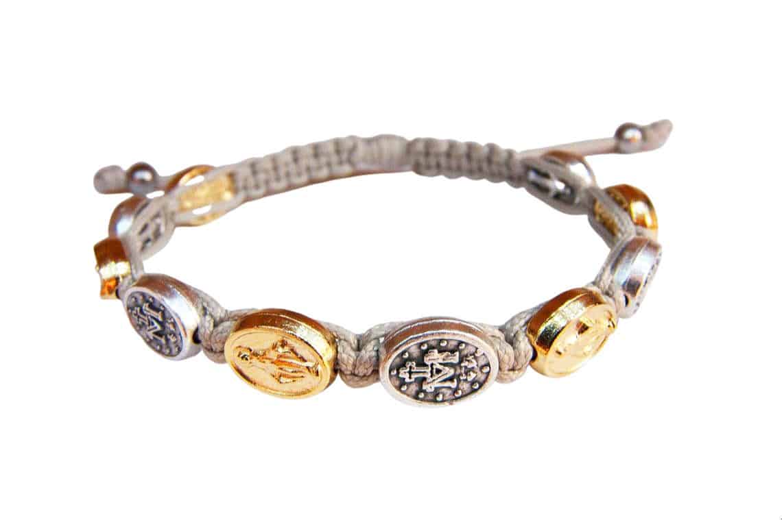Miraculous medal bracelet with gold and silver color medals - Catholic Wholesale