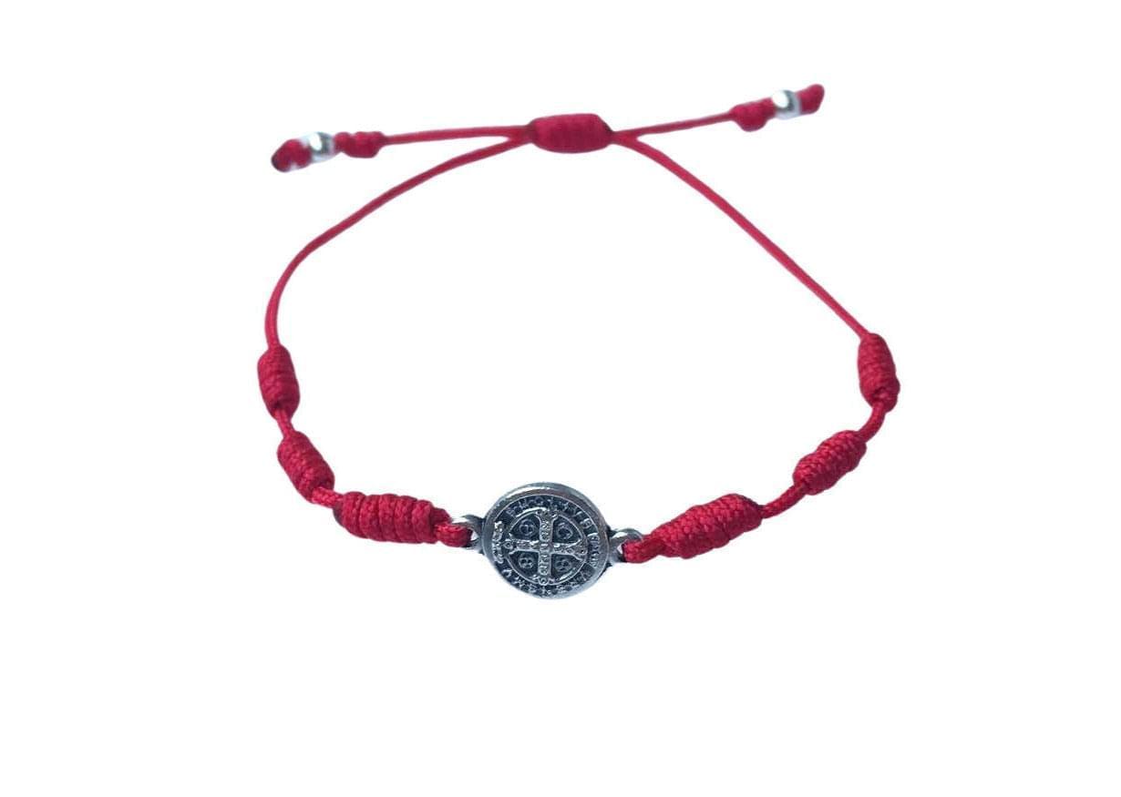 Benedictine medal Catholic bracelet with handwoven knots - Catholic Wholesale