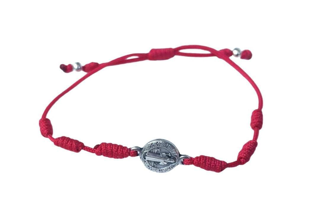 Benedictine medal Catholic bracelet with handwoven knots - Catholic Wholesale
