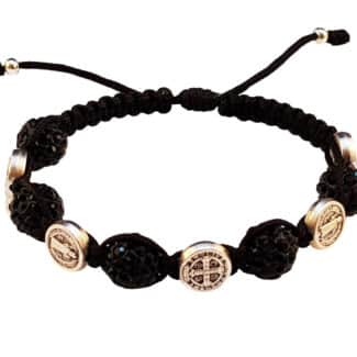 Saint Benedict medal bracelet with black beads - Catholic Wholesale