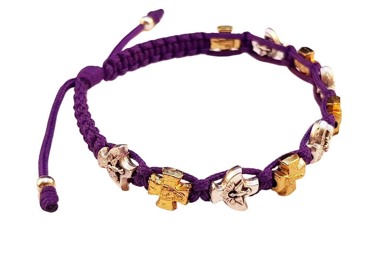 Holy Spirit Catholic bracelet with gold color crosses - Catholic Wholesale