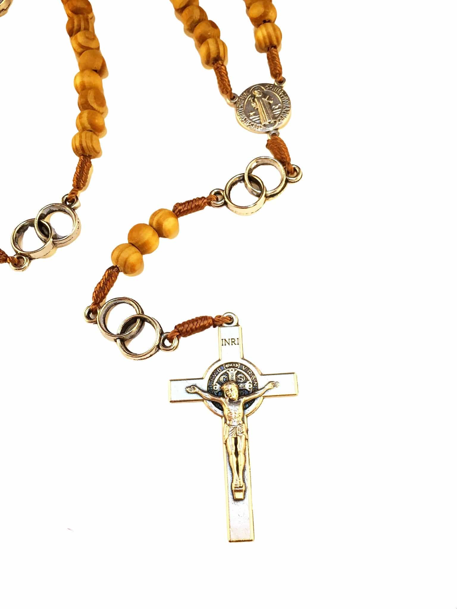 Saint Benedict wedding rosary with olive wood beads - Catholic Wholesale
