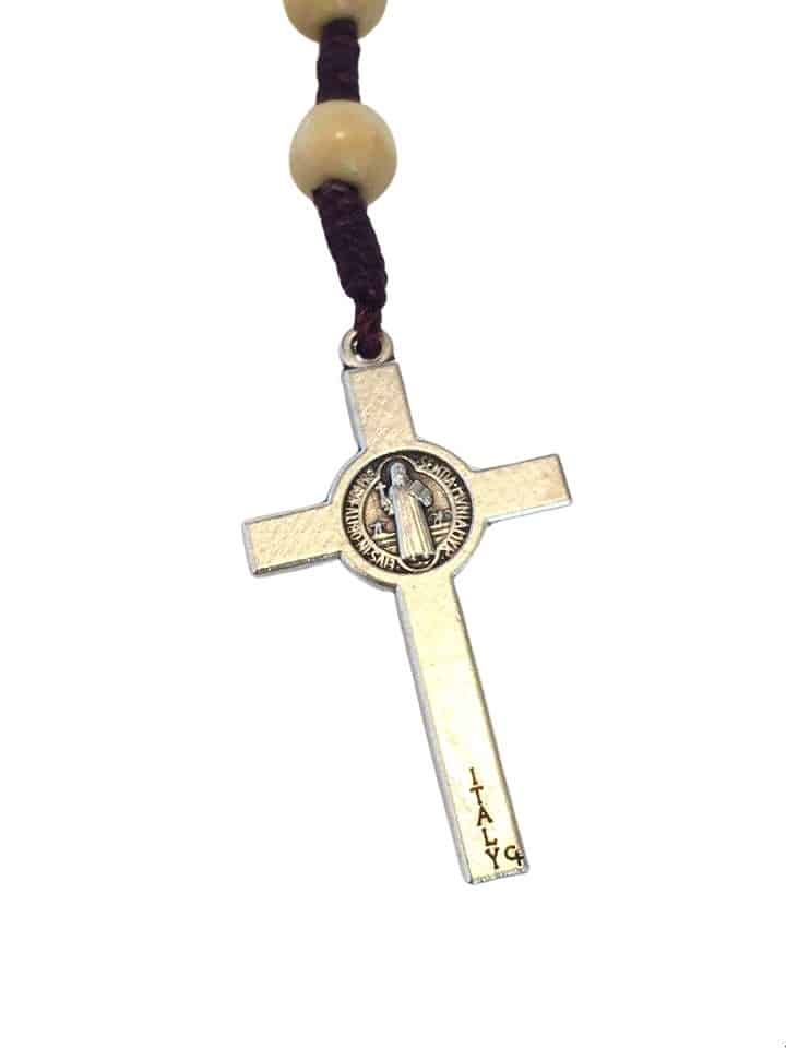 Saint Benedict rosary with wood beads - Catholic Wholesale