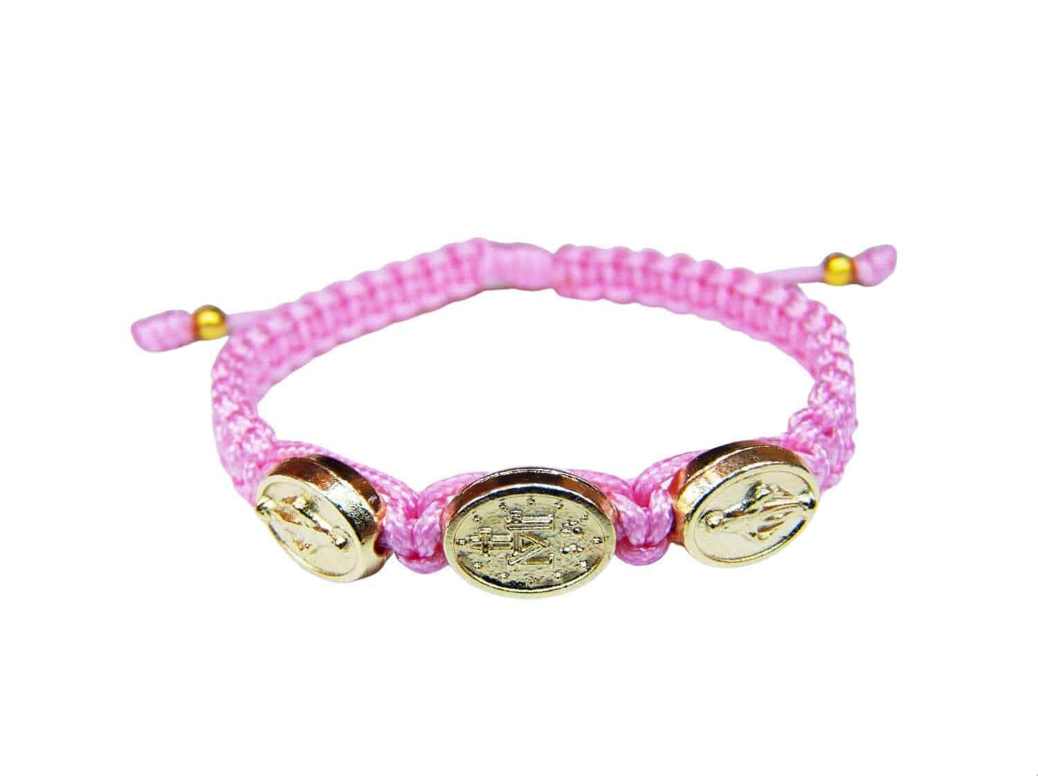 Miraculous bracelet with gold color medals, Christian jewelry for kids - Catholic Wholesale