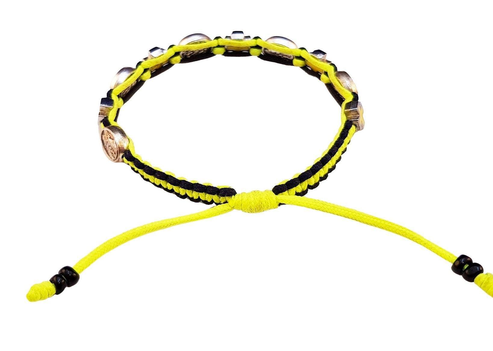 Archangel Michael medal bracelet with yellow enamel crosses - Catholic Wholesale