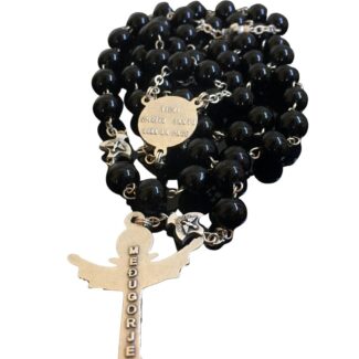 Holy Spirit Catholic rosary with black glass beads - Catholic Wholesale