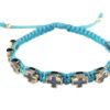 Pulsera católica con cruces esmaltadas en azul y rojo