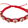 Pulsera católica con cruces esmaltadas en azul y rojo