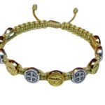 Saint Benedict bracelet with gold and silver color medals - Catholic Wholesale