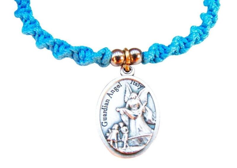 Bracciale Angelo Custode Comunione Per Donna: Macramè Fatto A Mano Rosa E Argento Su Carta Regalo