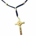 Saint Benedict necklace with gold color medals and Benedictine crucifix - Catholic Wholesale