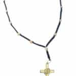 Saint Benedict necklace with gold color medals and Benedictine crucifix - Catholic Wholesale