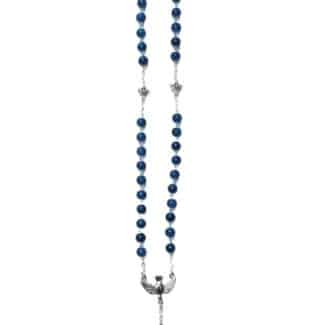 The Holy Spirit Catholic Rosary with blue glass beads - Catholic Wholesale