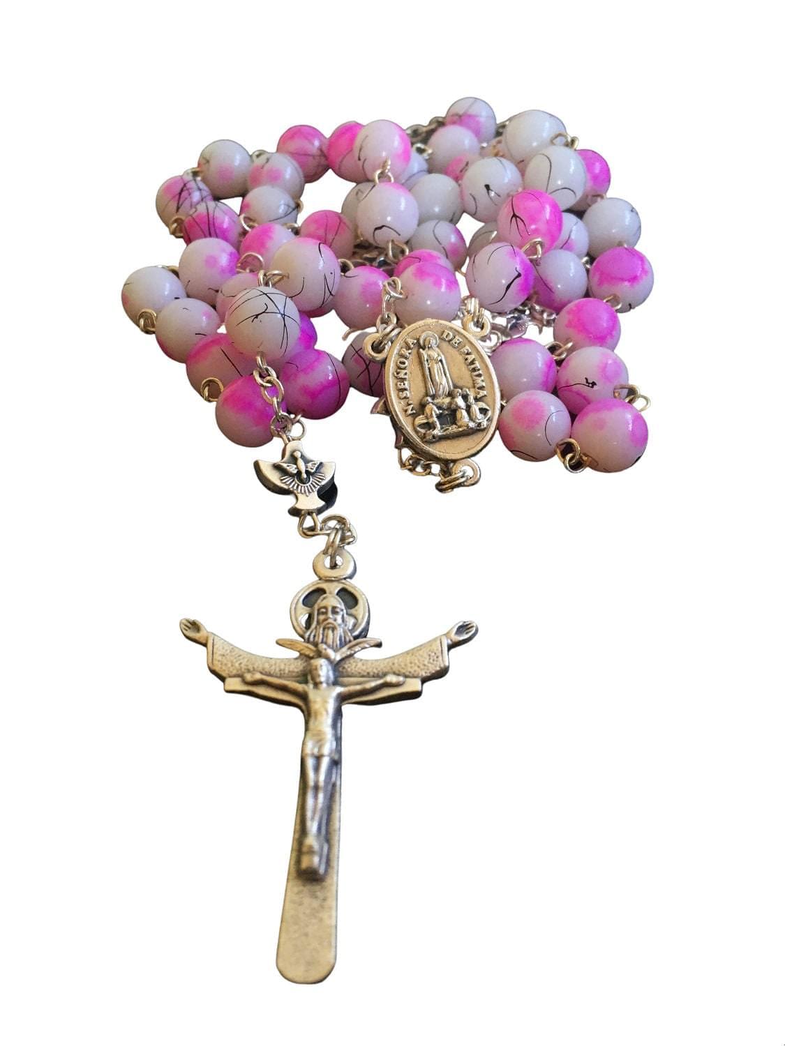 Holy Spirit Catholic rosary with glass beads - Catholic Wholesale