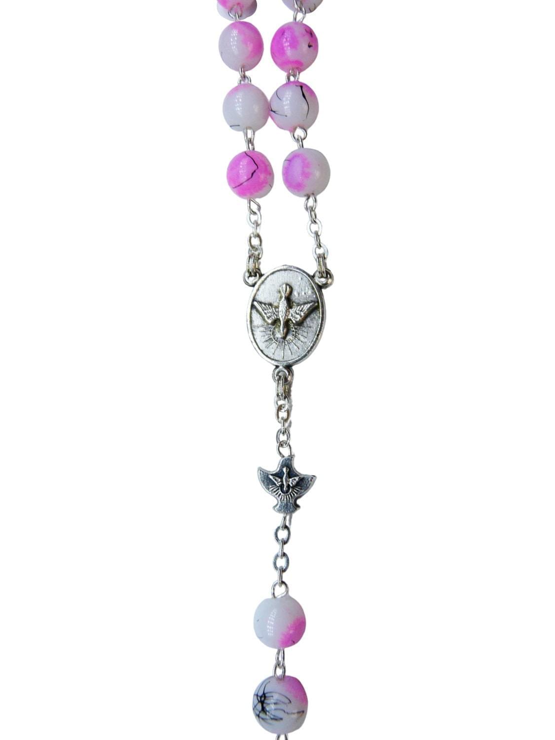 Holy Spirit Catholic rosary with glass beads - Catholic Wholesale