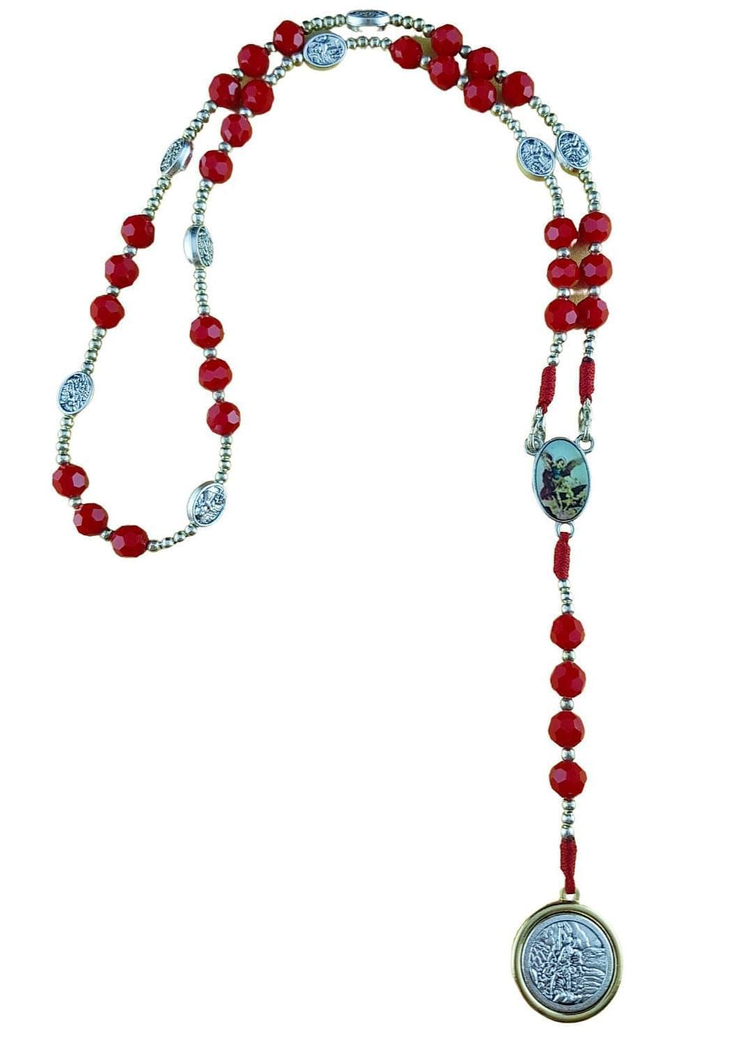 Archangel Michael Guardian Angel chaplet with glass beads - Catholic Wholesale