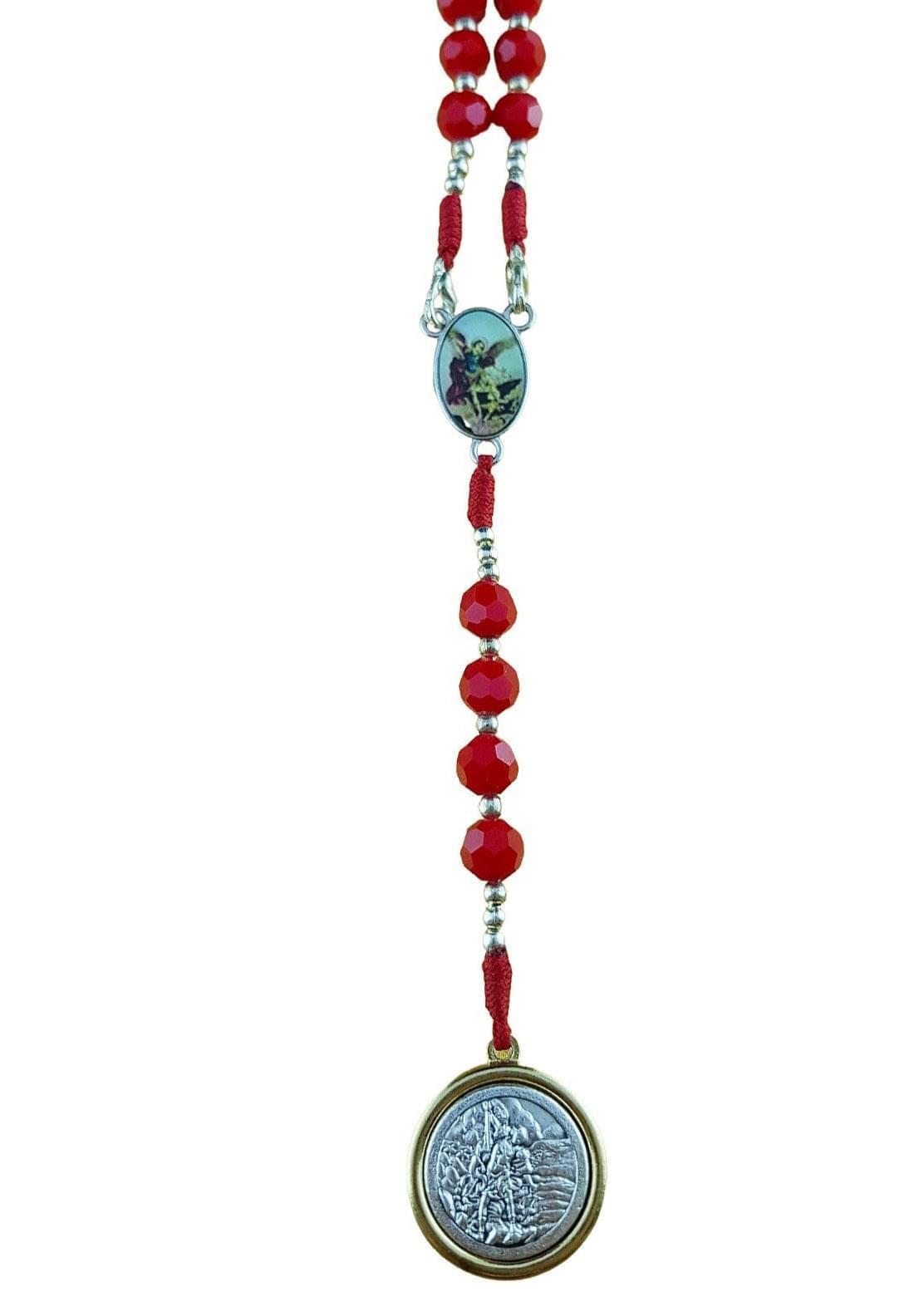 Archangel Michael Guardian Angel chaplet with glass beads - Catholic Wholesale