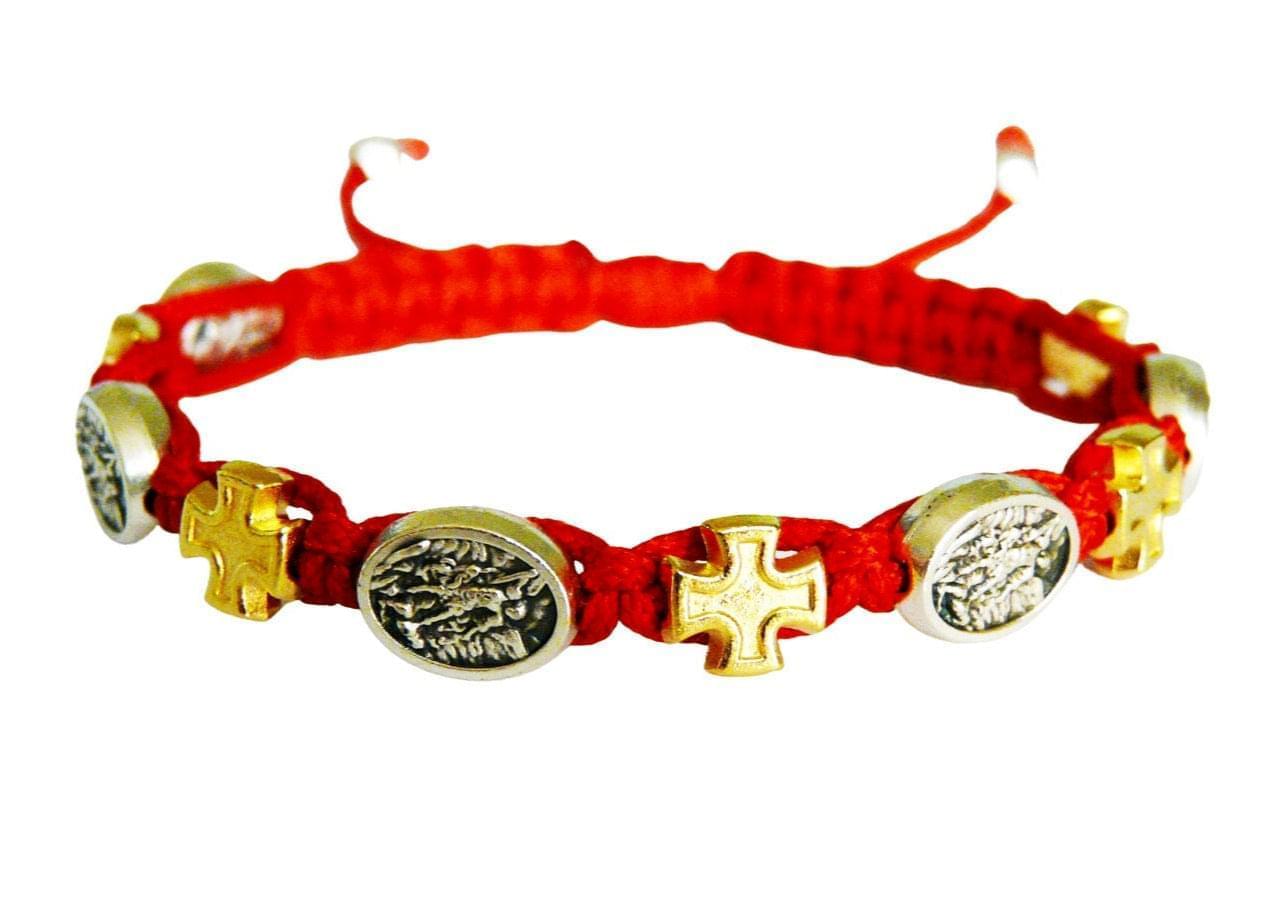 Archangel Michael Catholic bracelet with gold color cross - Catholic Wholesale