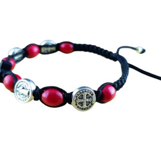 Saint Benedict Catholic bracelet with wood beads - Catholic Wholesale