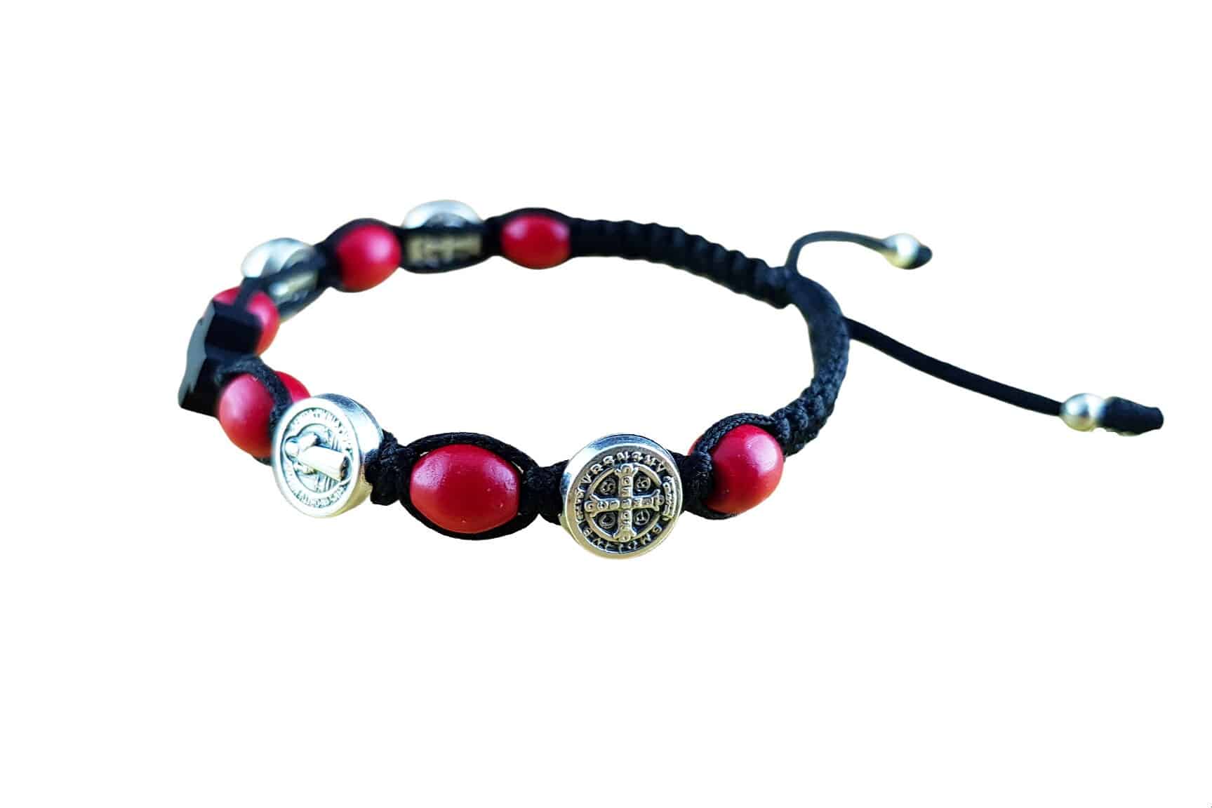 Saint Benedict Catholic bracelet with wood beads - Catholic Wholesale