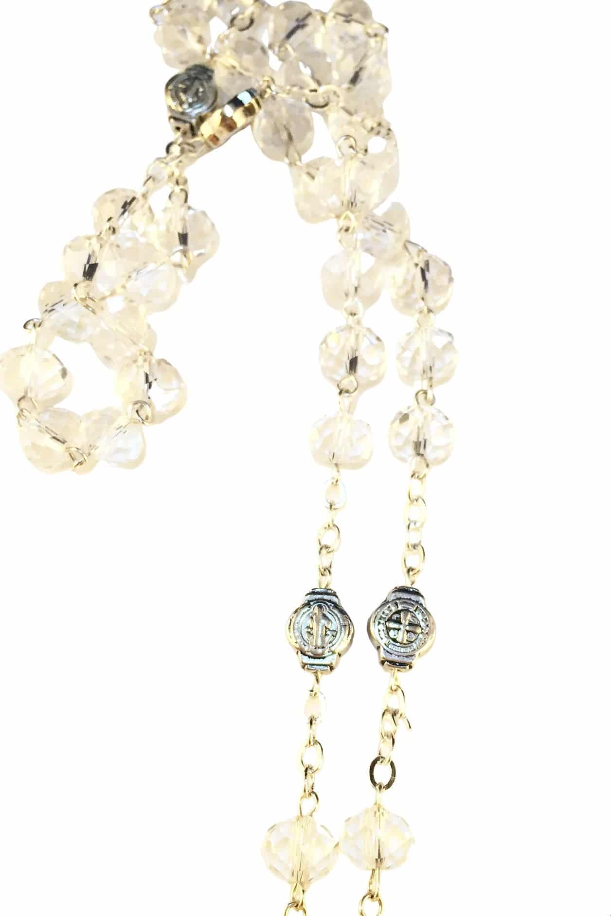 Saint Benedict Catholic rosary with transparent glass beads - Catholic Wholesale