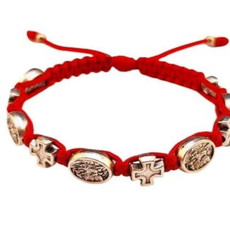 Archangel Michael medal bracelet with silver tone crosses - Catholic Wholesale