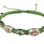 Saint Benedict medal bracelet with green crosses - Catholic Wholesale