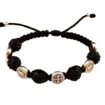 Saint Benedict medal bracelet with black beads - Catholic Wholesale