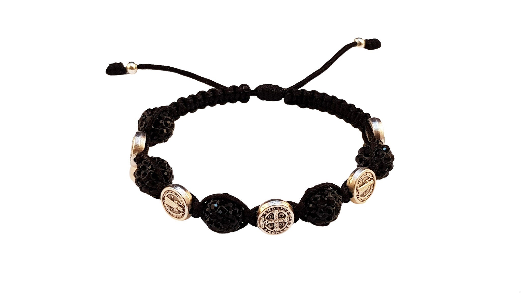 Saint Benedict medal bracelet with black beads - Catholic Wholesale